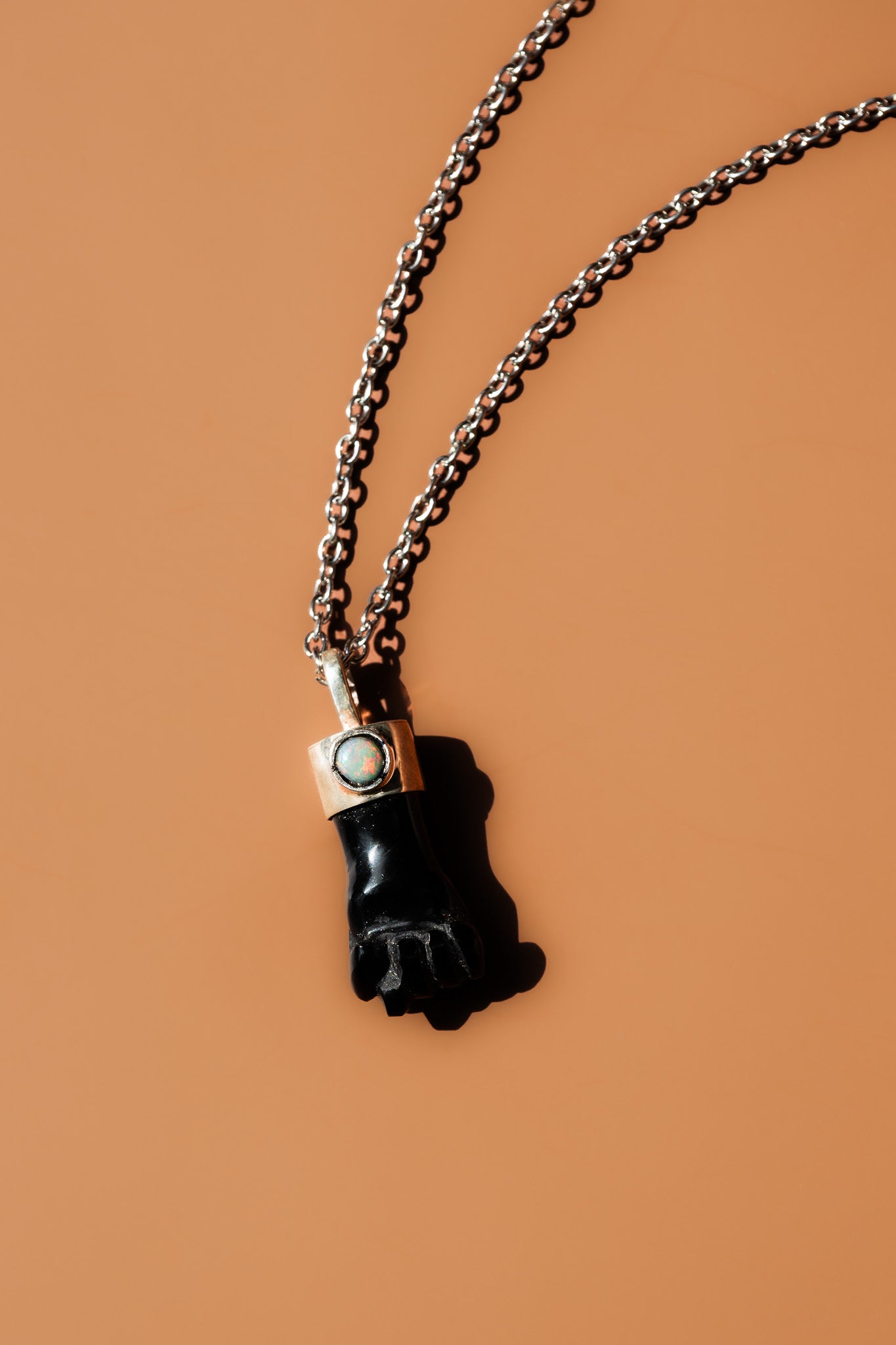 Obsidian & Fire Opal Necklace