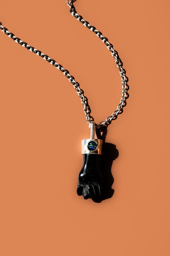 Obsidian & Fire Opal Necklace