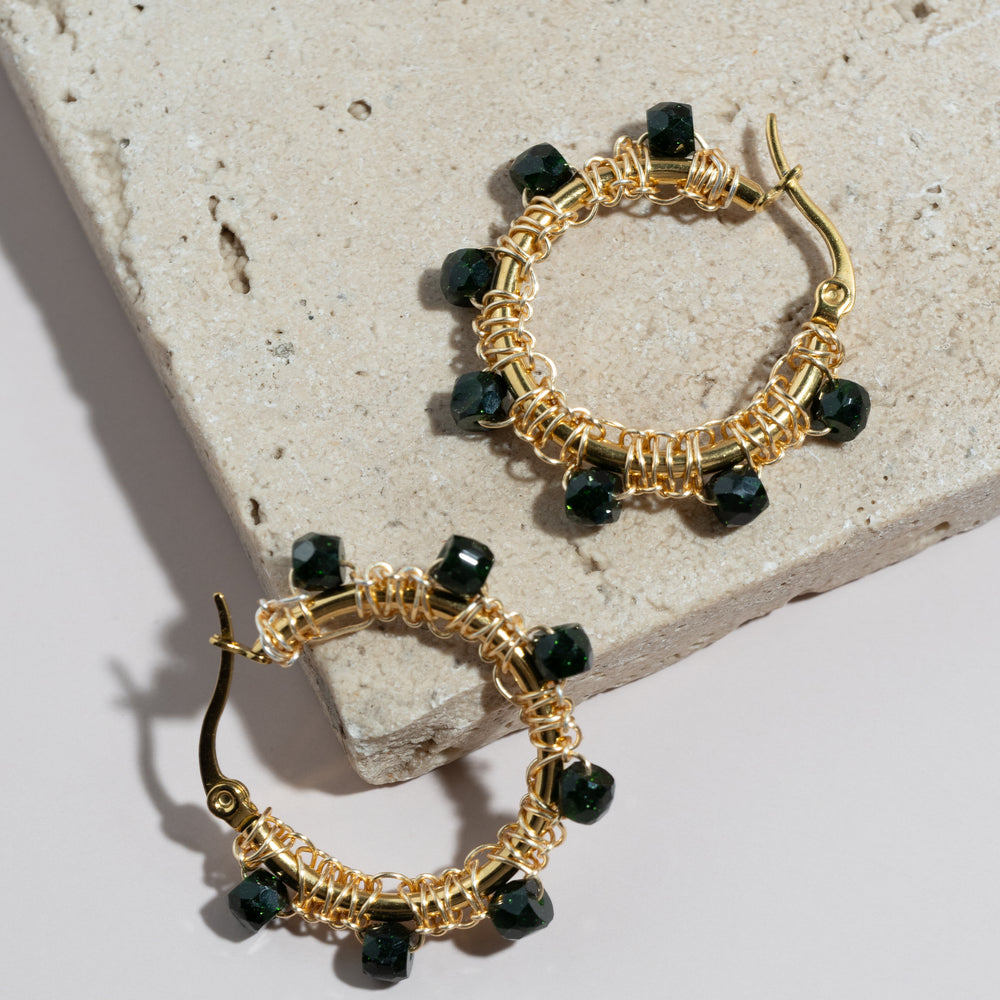 Emerald Hoop Earrings