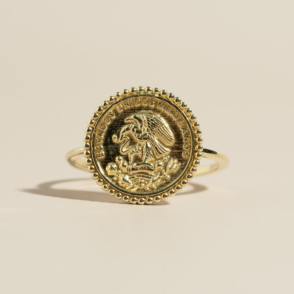 14K Mexican Coin Ring