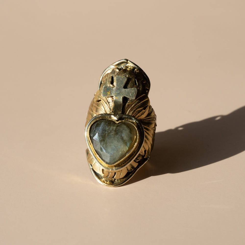 Labradorite Sacred Heart Ring