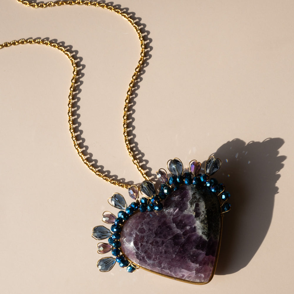 Amethyst Sacred Heart Necklace