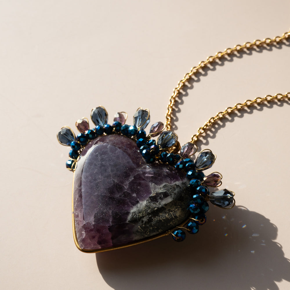 Amethyst Sacred Heart Necklace