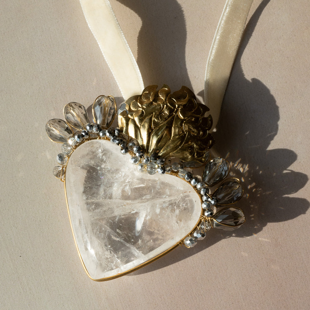 Clear Quartz Sacred Heart Necklace