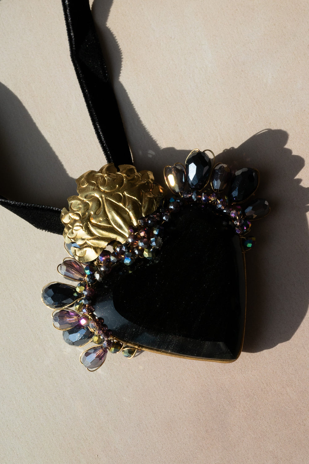 Obsidian Sacred Heart Necklace