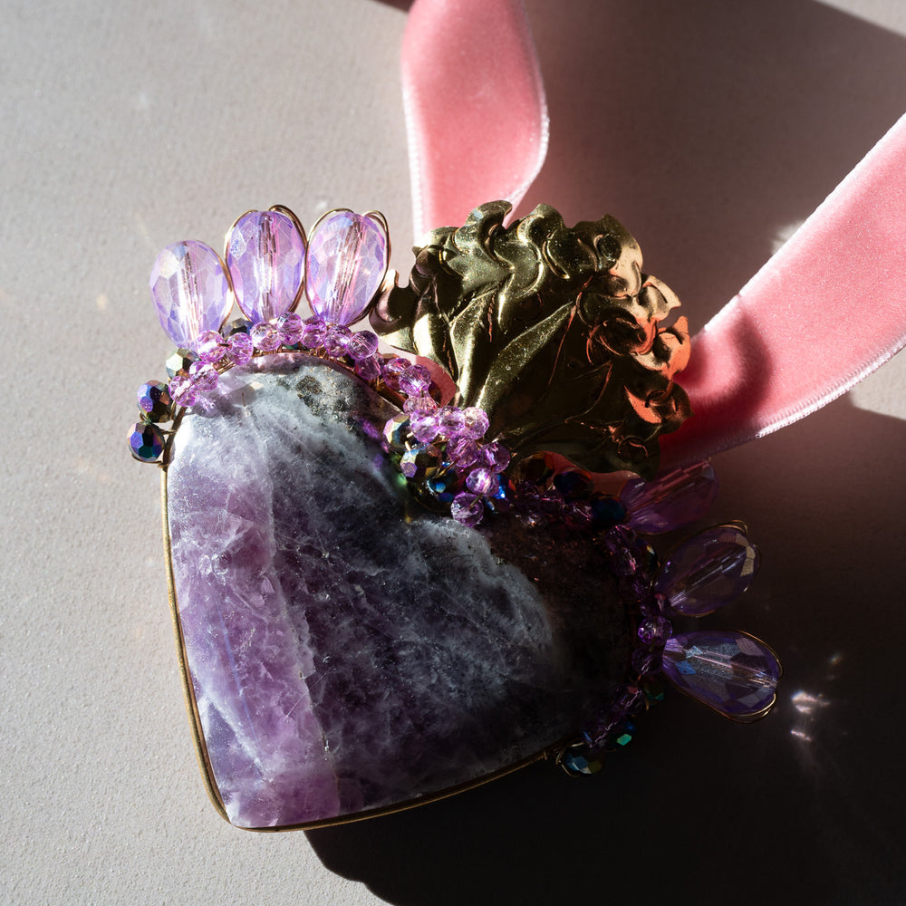 Amethyst Sacred Heart Necklace