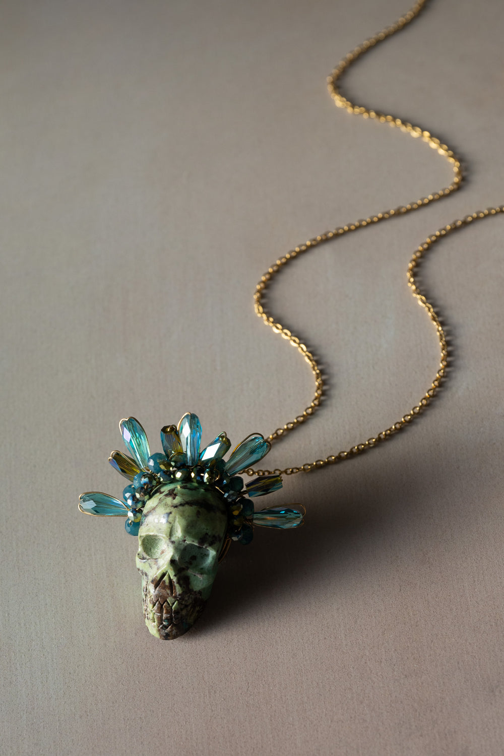 Turquoise Frida Skull Necklace