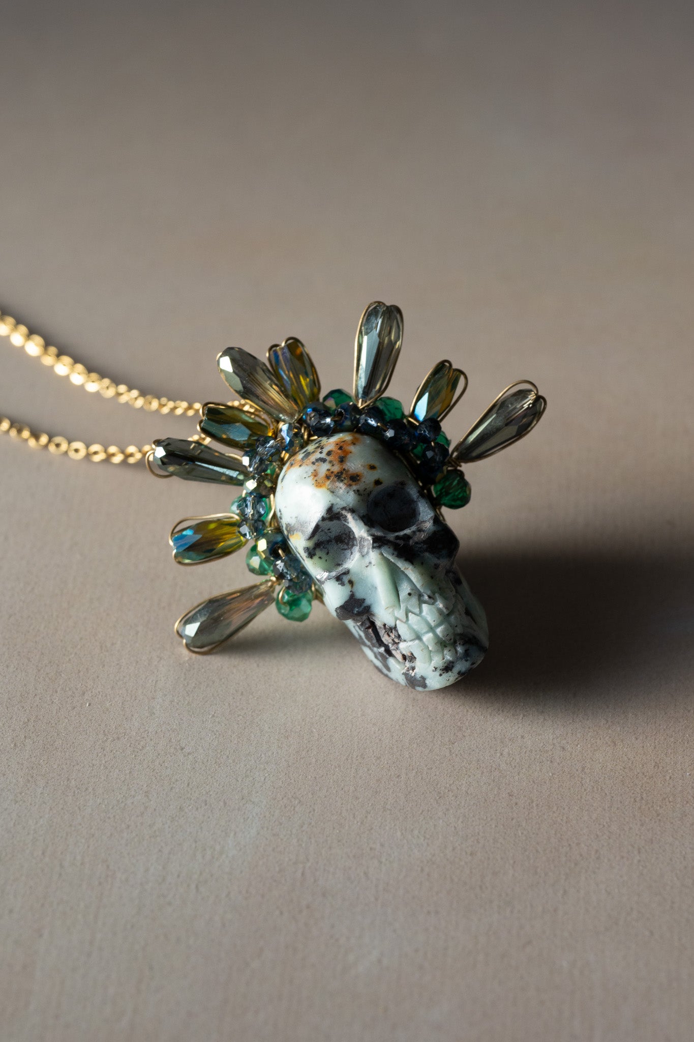 Turquoise Frida Skull Necklace