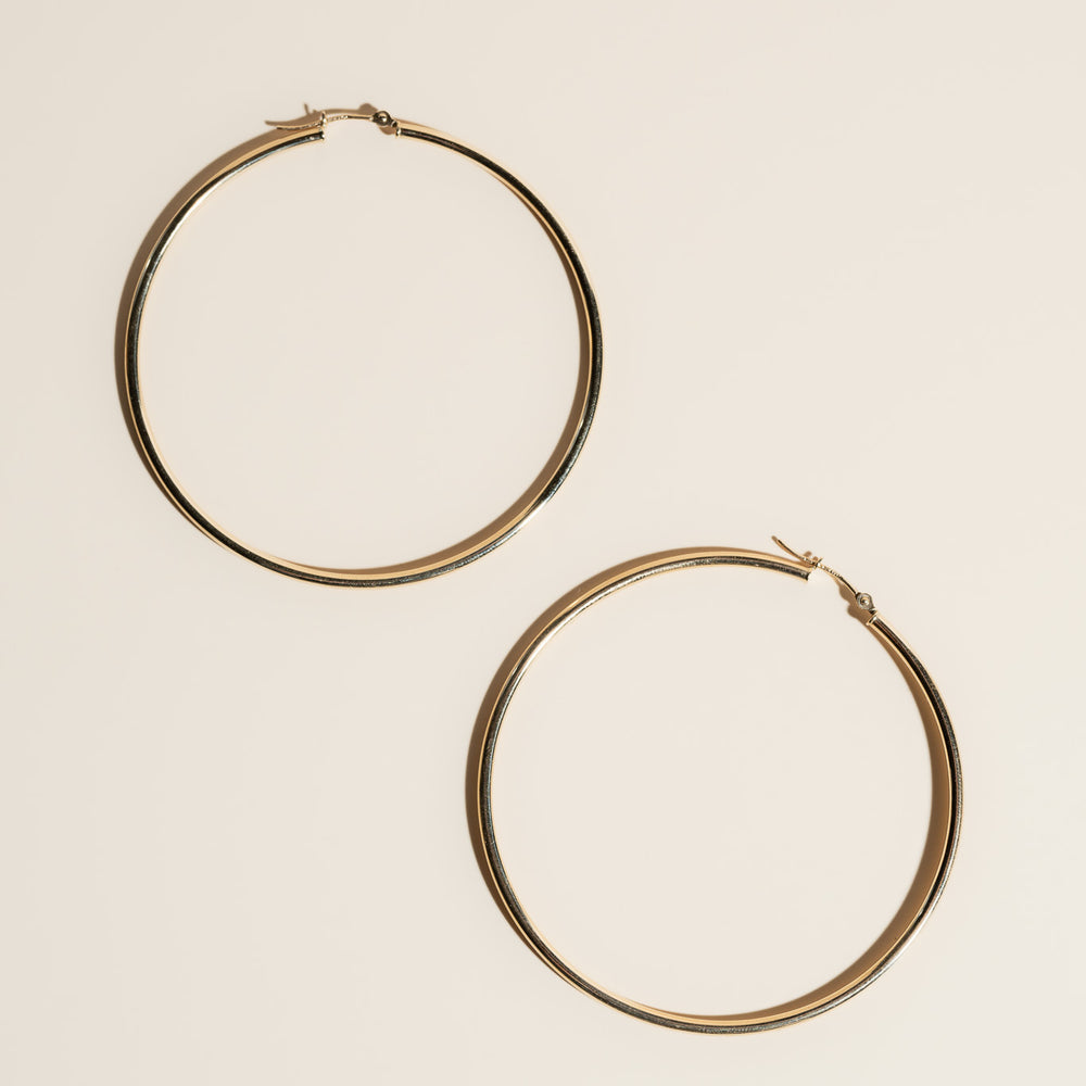 14K Gold Hoops 60mm