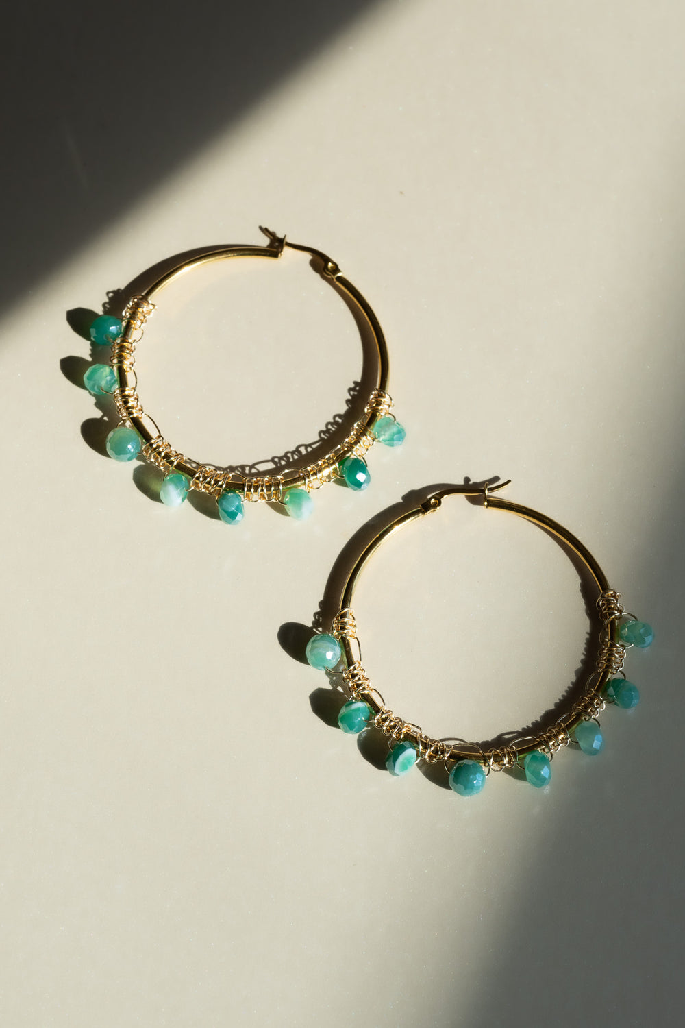 Aqua Hoop Earrings