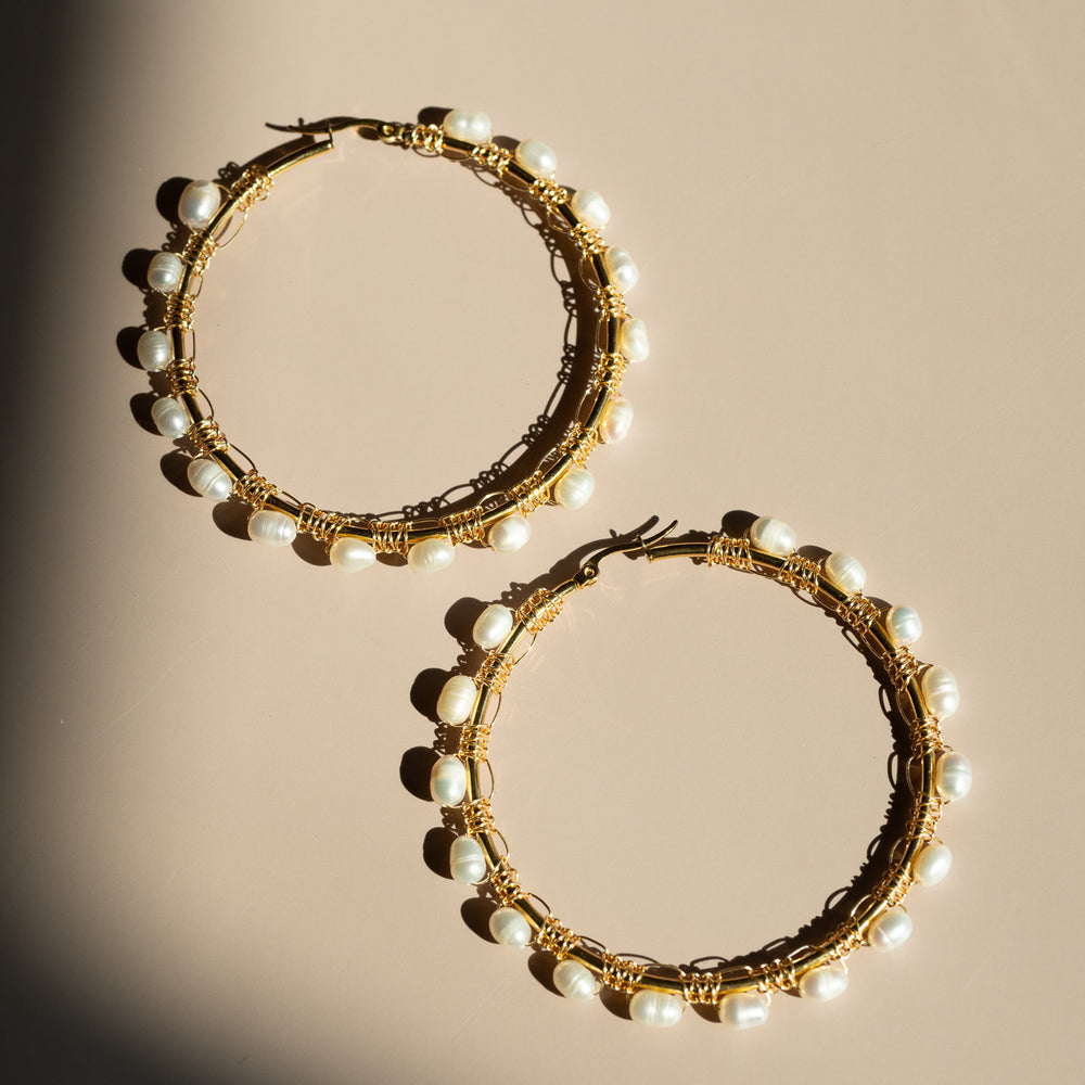 
                      
                        Pearl Hoop Earrings
                      
                    