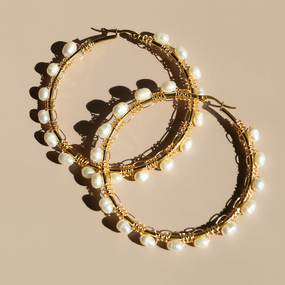 
                      
                        Pearl Hoop Earrings
                      
                    