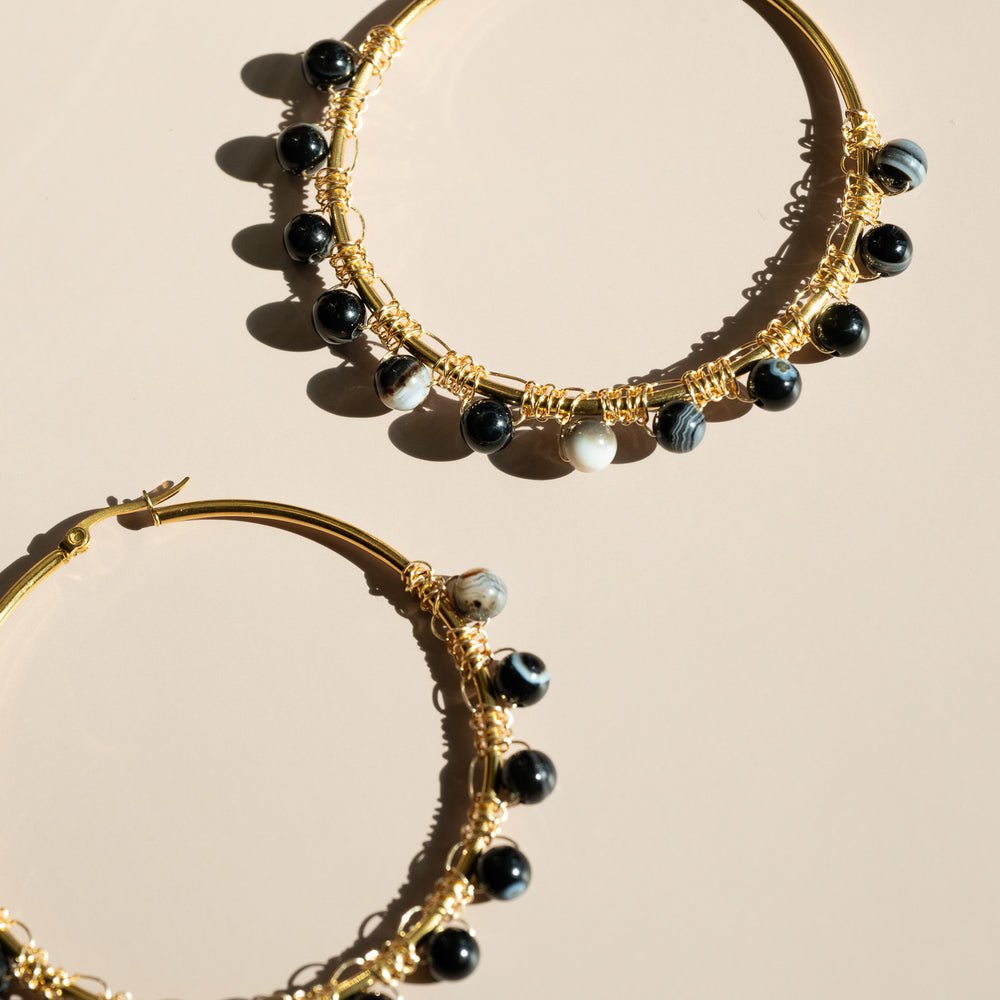 Onyx Hoop Earrings