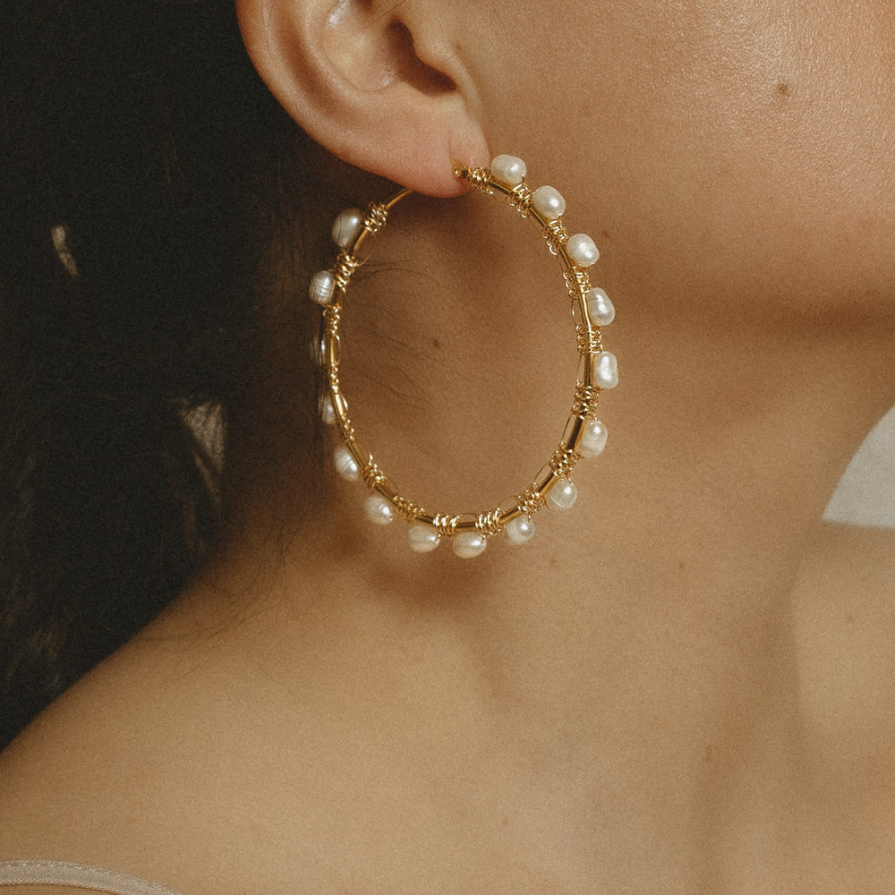 
                      
                        Pearl Hoop Earrings
                      
                    