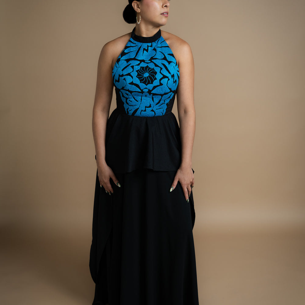 Blue Jalapa Embroidered Dress