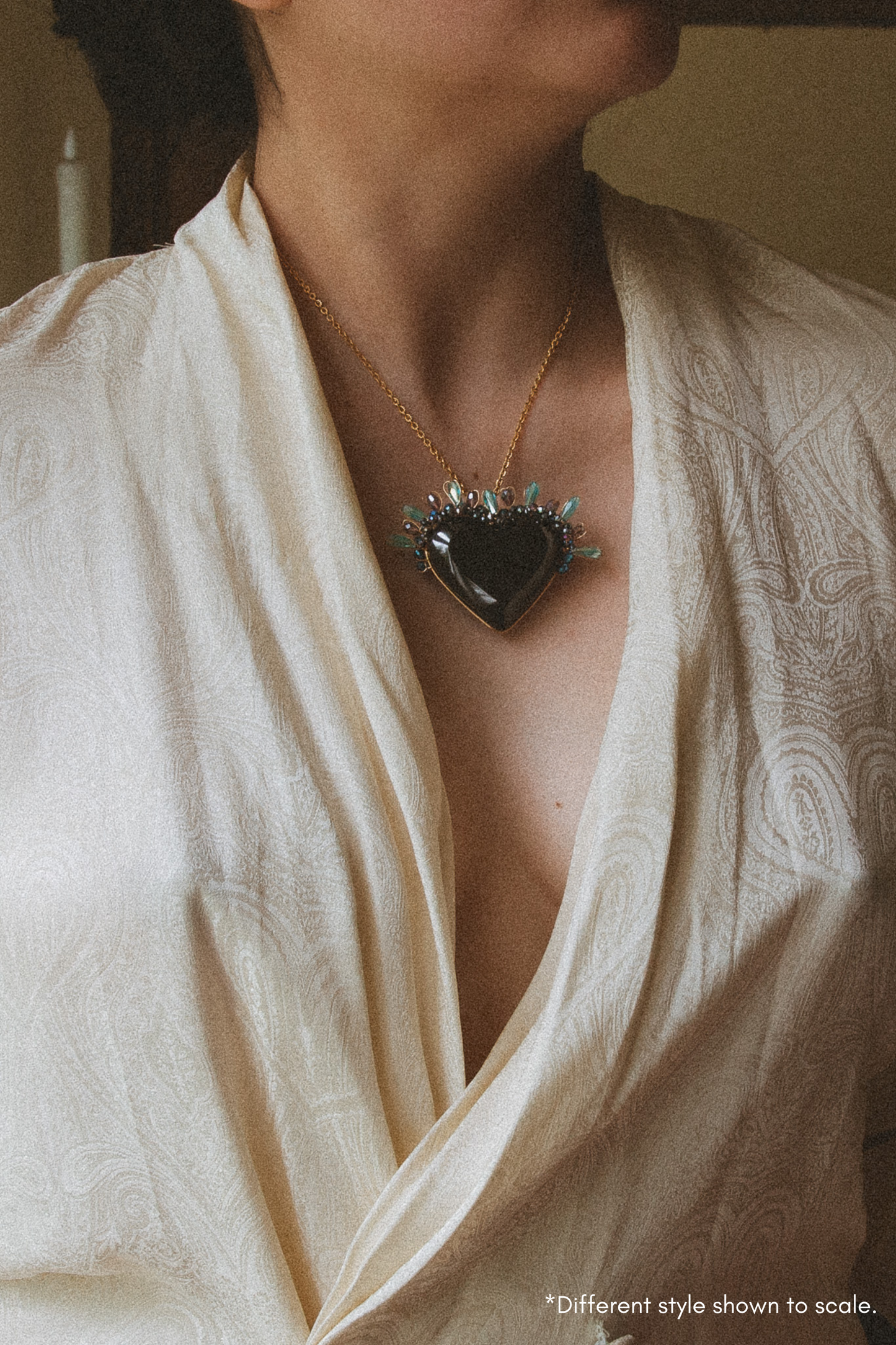 Obsidian Sacred Heart Necklace