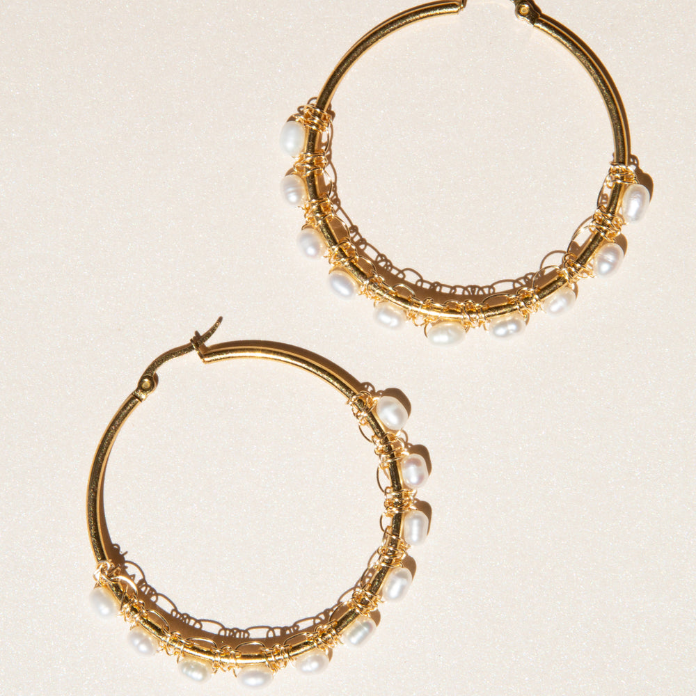 
                      
                        Pearl Hoop Earrings
                      
                    