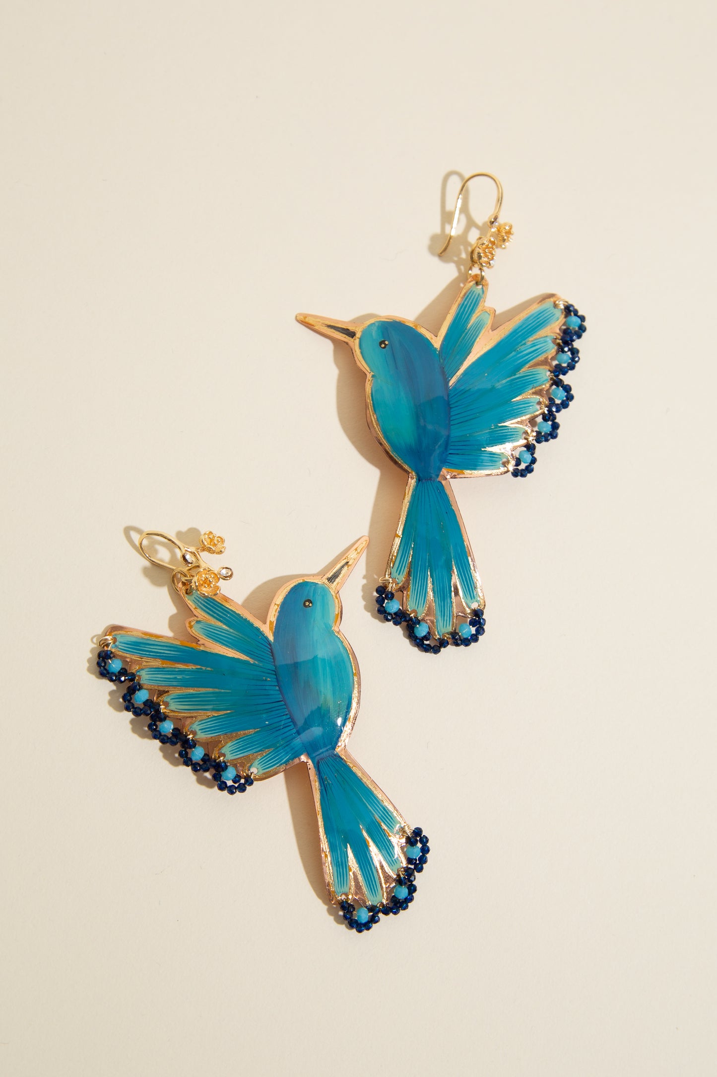 Blue Colibrí Drop Earrings