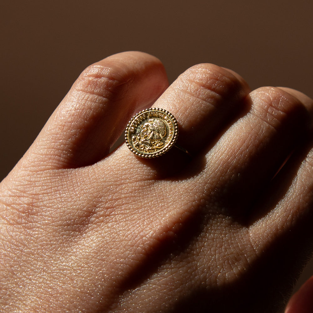 14K Mexican Coin Ring