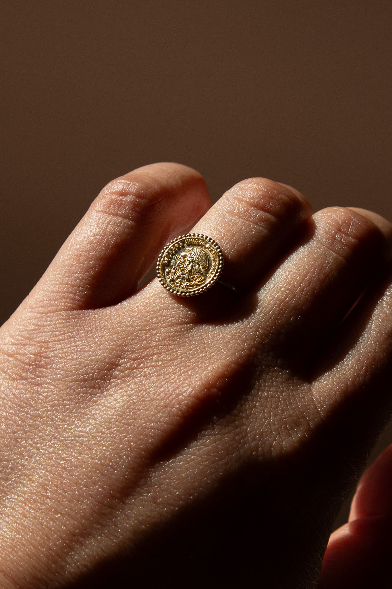 14K Mexican Coin Ring