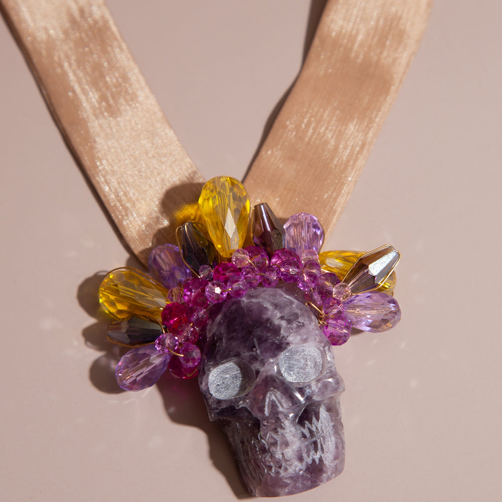 
                      
                        Large Amethyst Skull Necklace
                      
                    