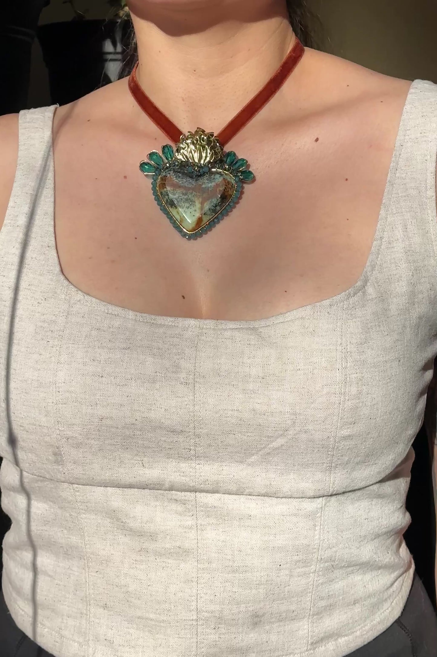 Turquoise Sacred Heart Necklace