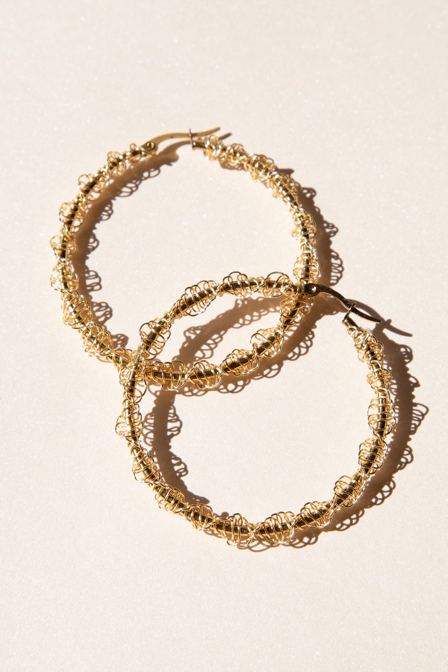 Gold Macramé Hoop Earrings